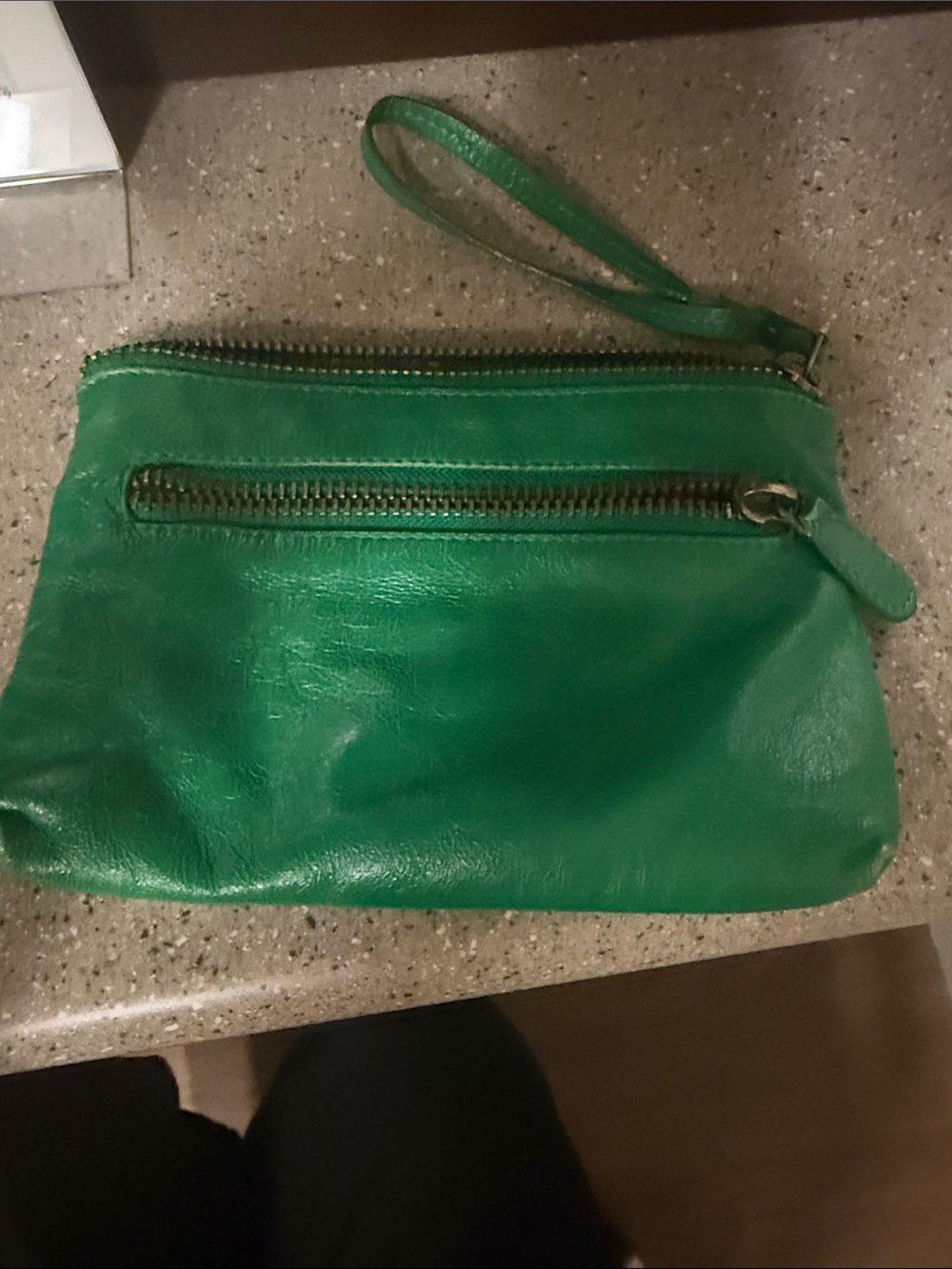 latico Green Leather Wristlet Clutch with Zip Pocket